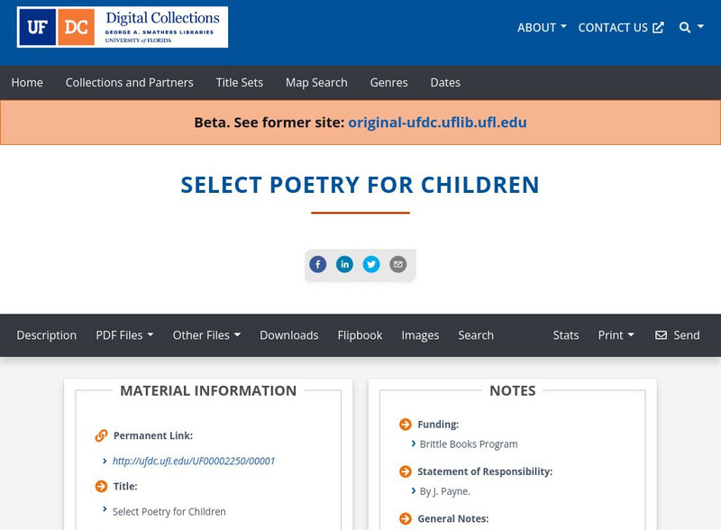 Baldwin Library: Select Poetry for Children Primary Baldwin Library: Select Poetry for Children Primary