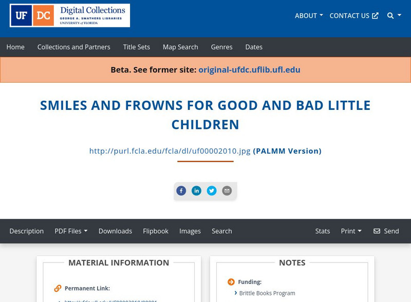 Baldwin Library: Smiles and Frowns for Good and Bad Little Children Primary Baldwin Library: Smiles and Frowns for Good and Bad Little Children Primary