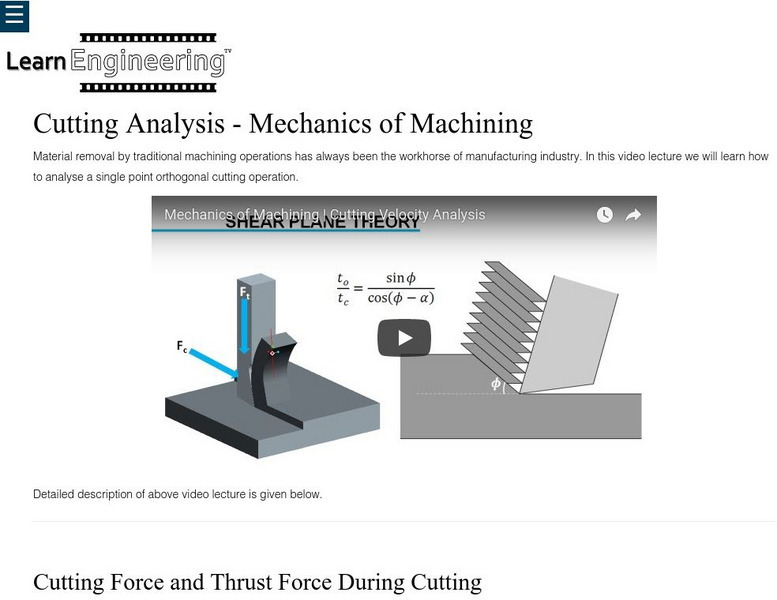 Learn Engineering: Cutting Analysis: Mechanics of Machining Instructional Video
