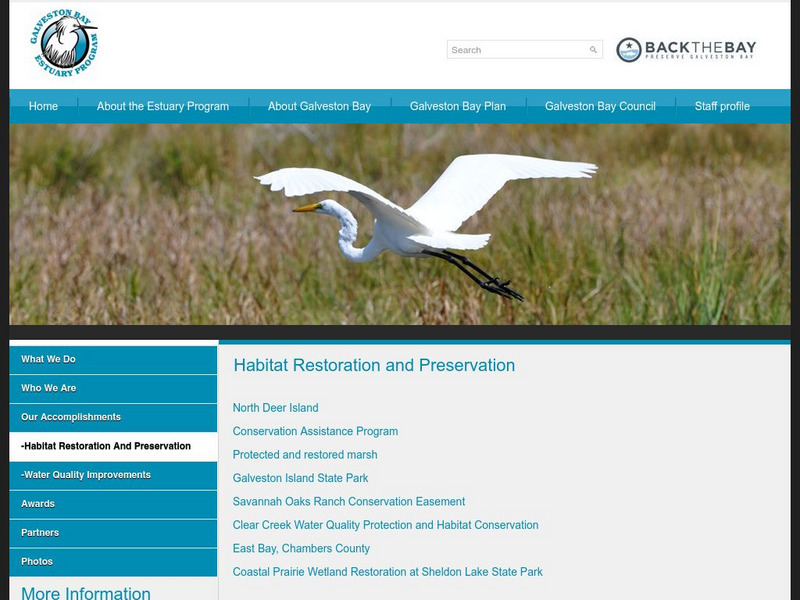 Galveston Bay Estuary Program: Habitat Restoration and Preservation Website Galveston Bay Estuary Program: Habitat Restoration and Preservation Website