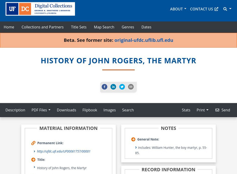 Baldwin Library: History of John Rogers, the Martyr Primary Baldwin Library: History of John Rogers, the Martyr Primary