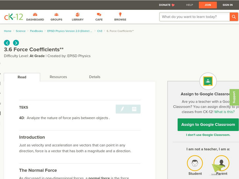 Ck 12: Episd: Force Coefficients Unit Plan Ck 12: Episd: Force Coefficients Unit Plan