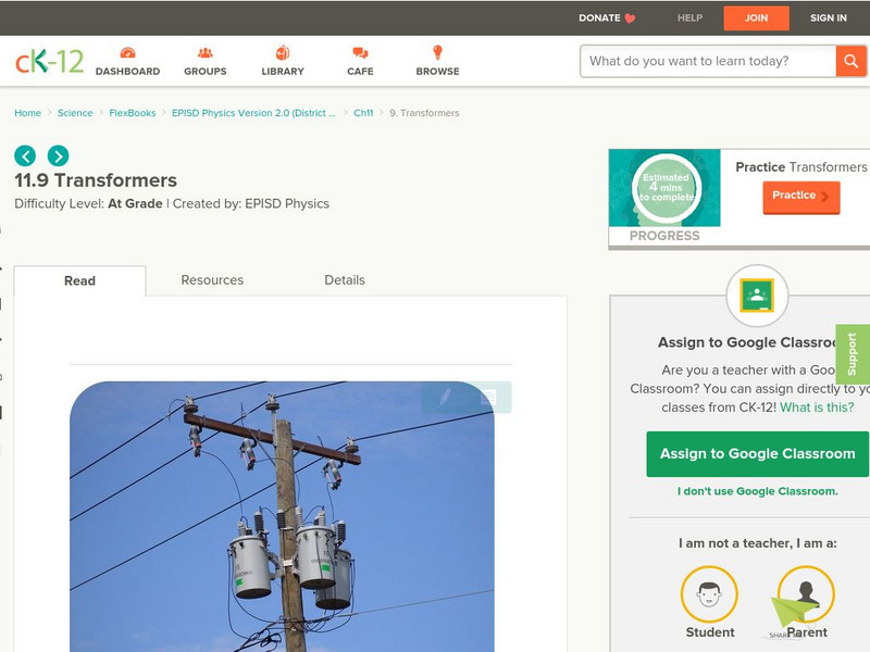 Ck 12: Transformers Unit Plan