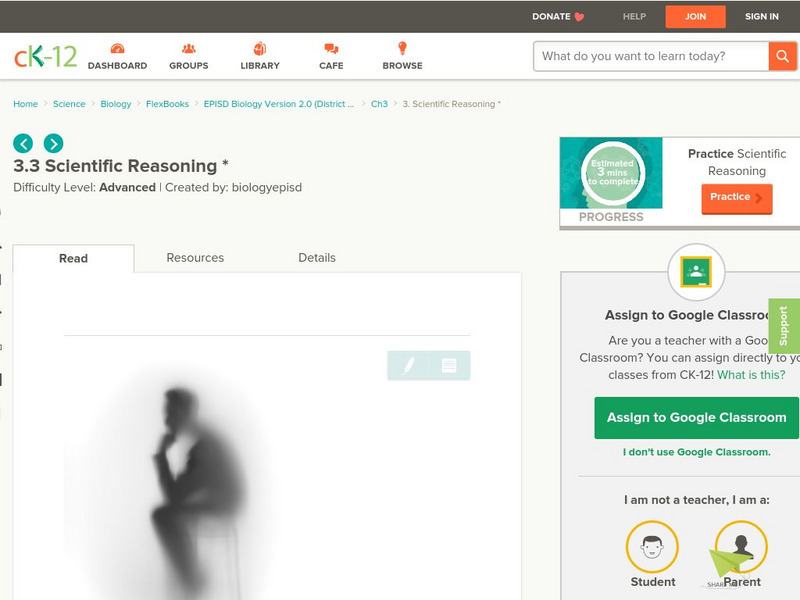 Ck 12: Scientific Reasoning Unit Plan