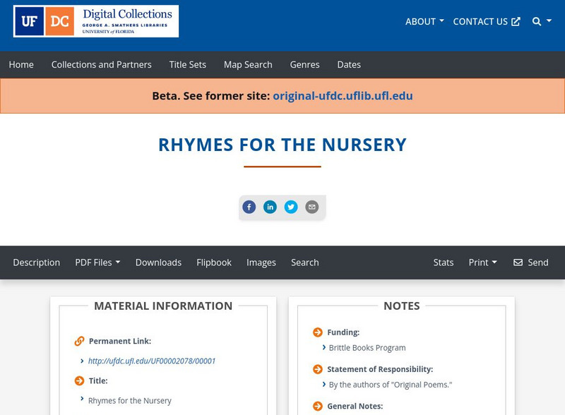 Baldwin Library: Rhymes for the Nursery Primary Baldwin Library: Rhymes for the Nursery Primary