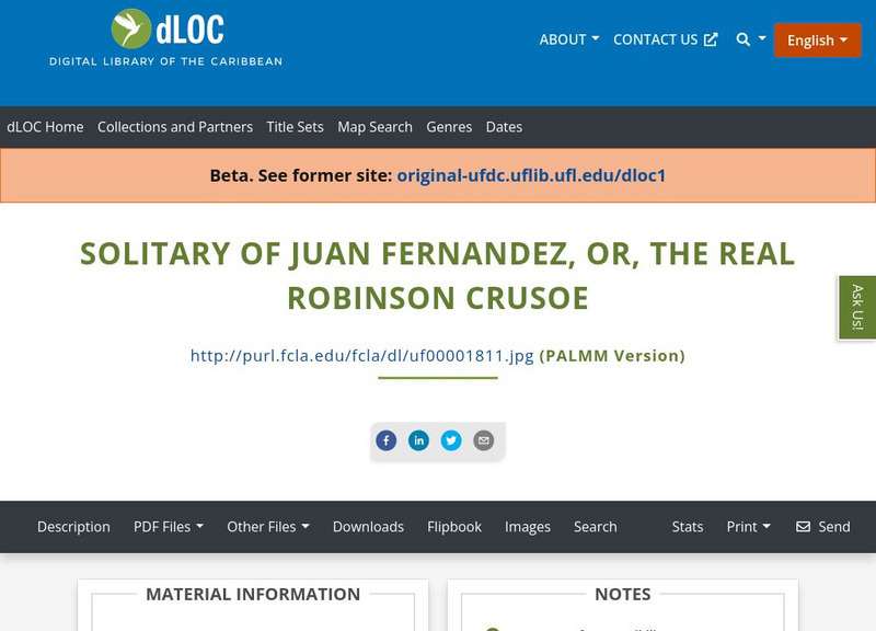 Baldwin Library: The Solitary of Juan Fernandez Primary Baldwin Library: The Solitary of Juan Fernandez Primary