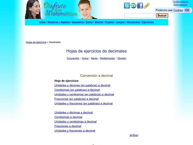 Disfruta Las Matematicas: Hojas De Ejercicios De Decimales Unknown Type Disfruta Las Matematicas: Hojas De Ejercicios De Decimales Unknown Type