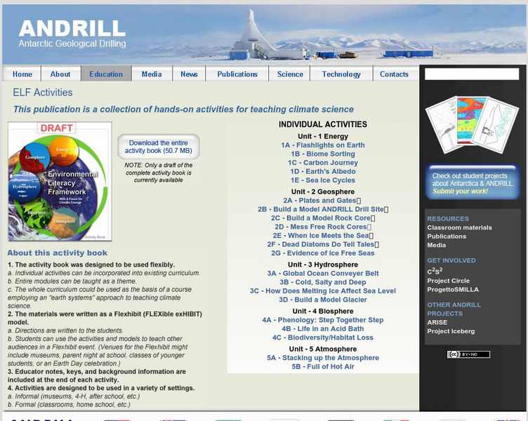 Antarctic Geological Drilling: Environmental Literacy Framework Activities Lesson Plan Antarctic Geological Drilling: Environmental Literacy Framework Activities Lesson Plan