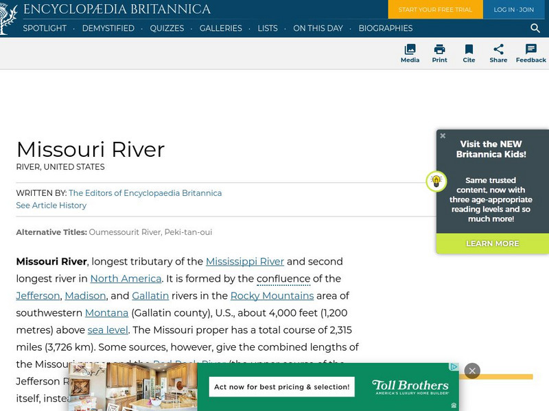 Encyclopedia Britannica: Missouri River Handout Encyclopedia Britannica: Missouri River Handout