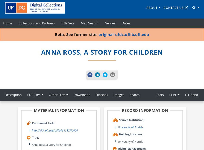 Baldwin Library: Anna Ross, a Story for Children Primary
