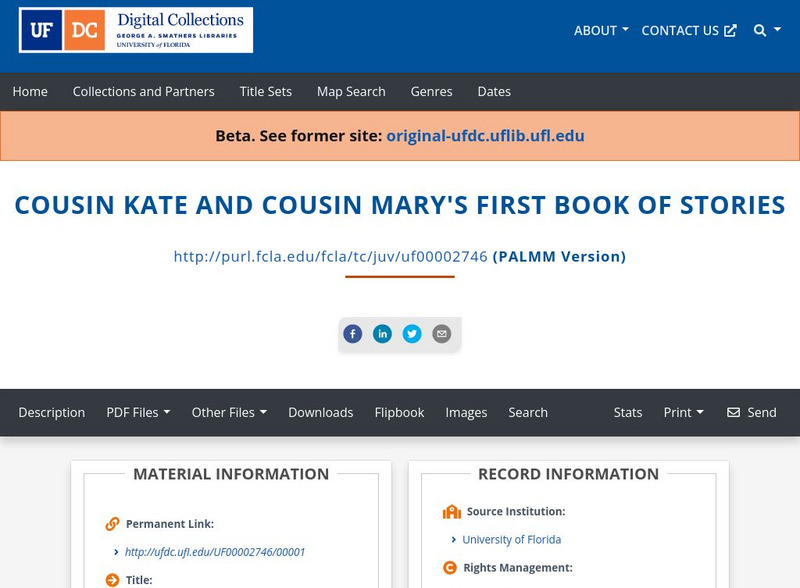Baldwin Library: Cousin Kate and Cousin Mary's First Book of Stories Primary Baldwin Library: Cousin Kate and Cousin Mary's First Book of Stories Primary