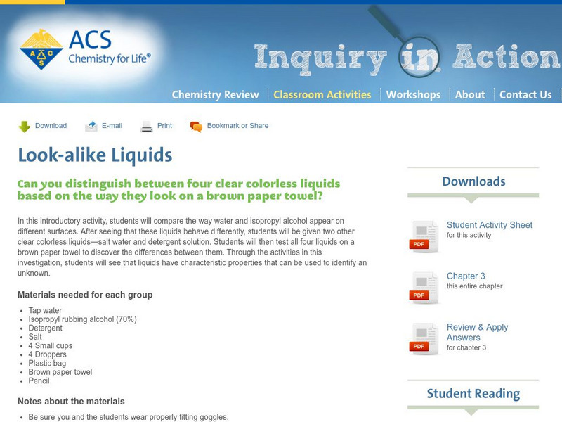 Inquiry in Action: Look Alike Liquids Activity