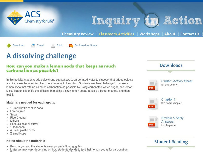 Inquiry in Action: A Dissolving Challenge Activity Inquiry in Action: A Dissolving Challenge Activity