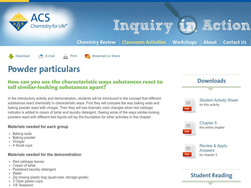 Inquiry in Action: Powder Particulars Activity Inquiry in Action: Powder Particulars Activity