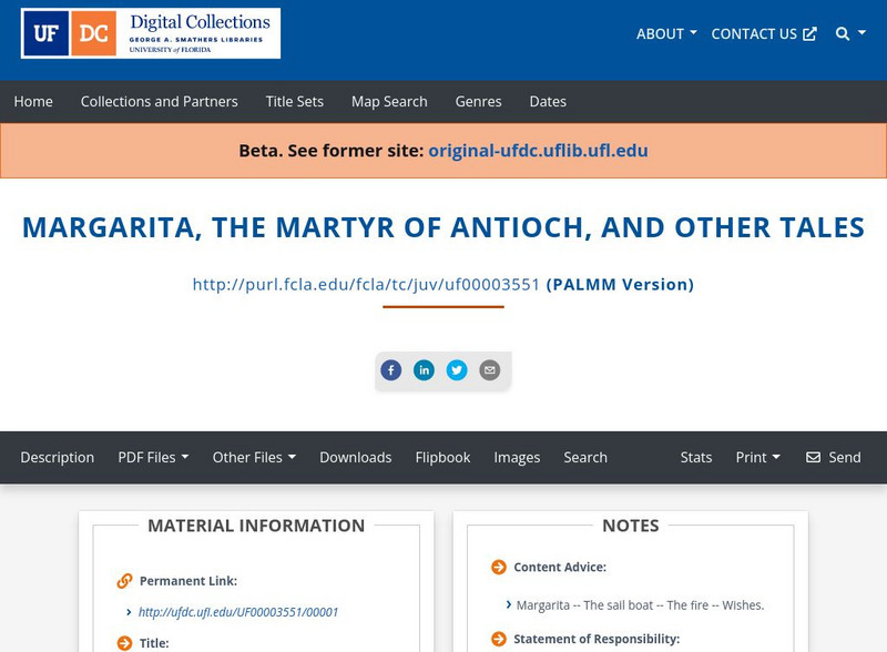 Baldwin Library: Margarita, the Martyr of Antioch, and Other Tales Primary