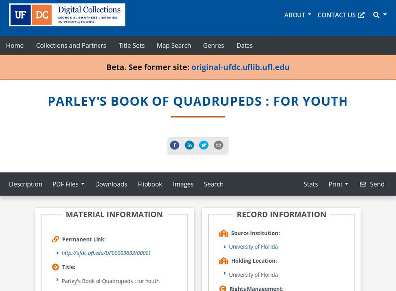 Baldwin Library: Parley's Book of Quadrupeds Primary Baldwin Library: Parley's Book of Quadrupeds Primary
