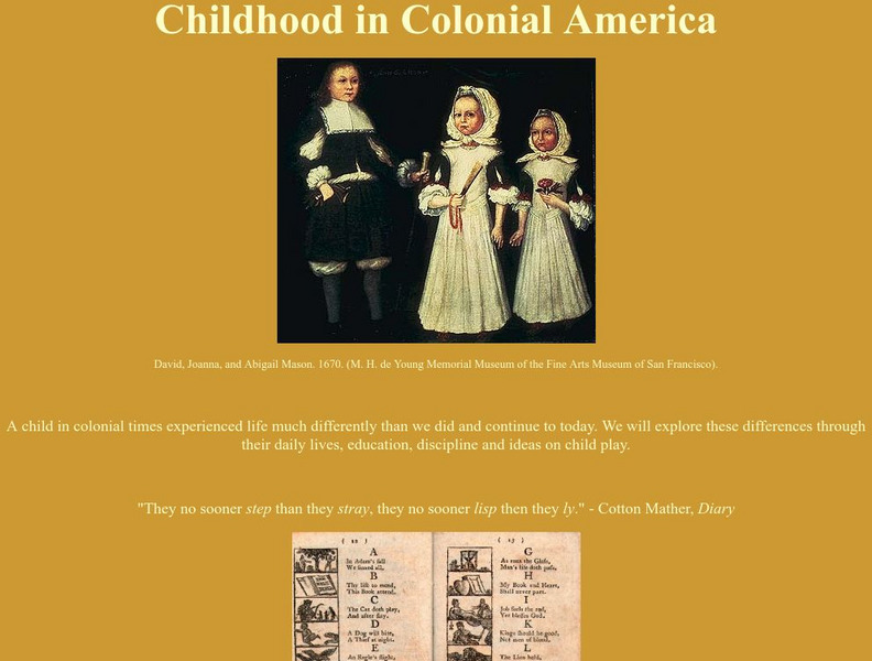 Gettysburg College: Childhood in Colonial America Unknown Type Gettysburg College: Childhood in Colonial America Unknown Type