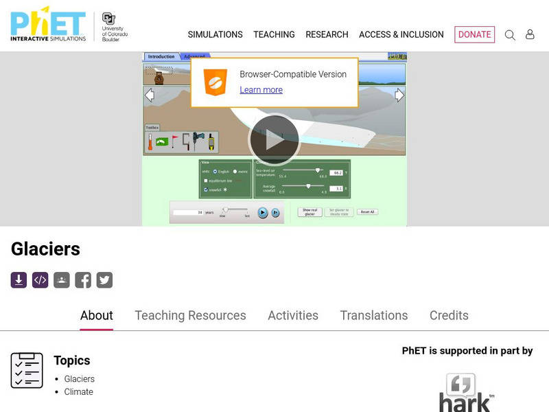 University of Colorado: Ph Et Interactive Simulations: Glaciers Interactive University of Colorado: Ph Et Interactive Simulations: Glaciers Interactive