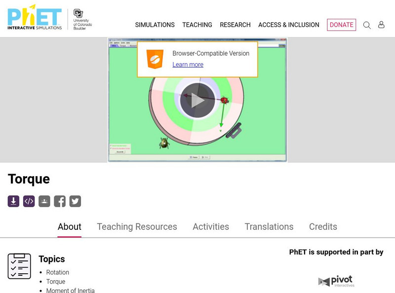 University of Colorado: Ph Et Interactive Simulations: Torque Interactive University of Colorado: Ph Et Interactive Simulations: Torque Interactive