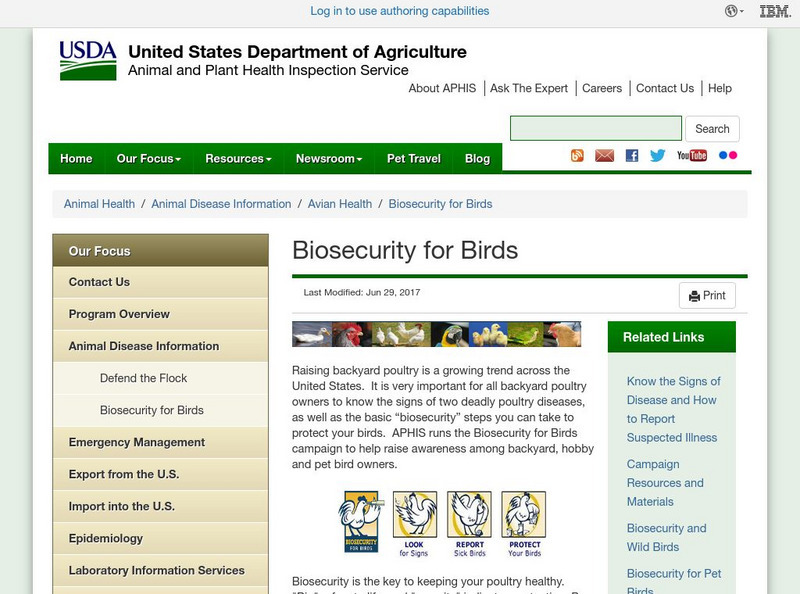 U.s. Department of Agriculture: Biosecurity for the Birds: Avian Influenza Website U.s. Department of Agriculture: Biosecurity for the Birds: Avian Influenza Website