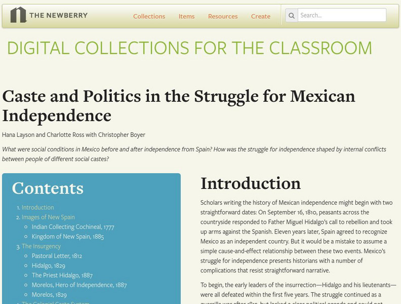 Newberry Library: Caste and Politics in the Struggle for Mexican Independence Unit Plan Newberry Library: Caste and Politics in the Struggle for Mexican Independence Unit Plan
