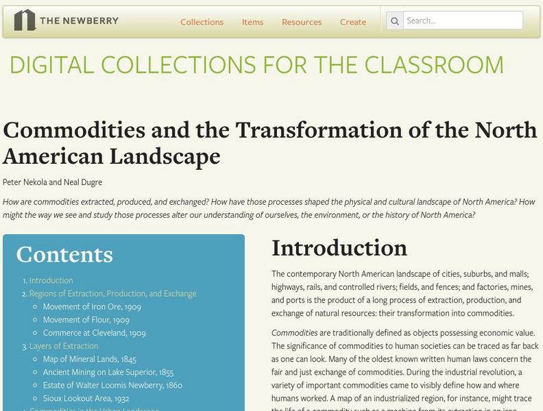 Newberry: Commodities and the Transformation of the American Landscape Unit Plan