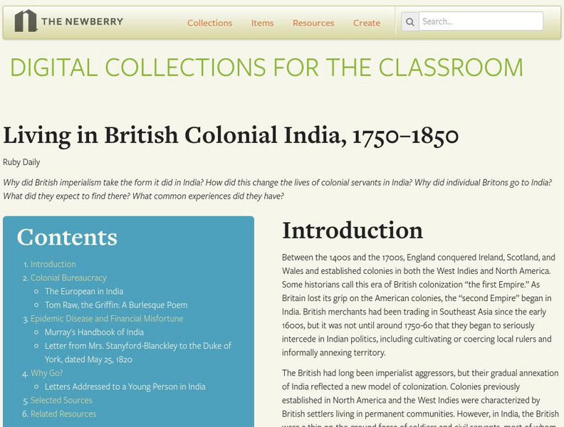 Newberry Library: Living in British Colonial India, 1750 to 1850 Website Newberry Library: Living in British Colonial India, 1750 to 1850 Website
