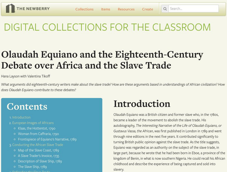 Newberry: Olaudah Equiano: Eighteenth Century Debate Over Africa Slave Trade Unit Plan Newberry: Olaudah Equiano: Eighteenth Century Debate Over Africa Slave Trade Unit Plan