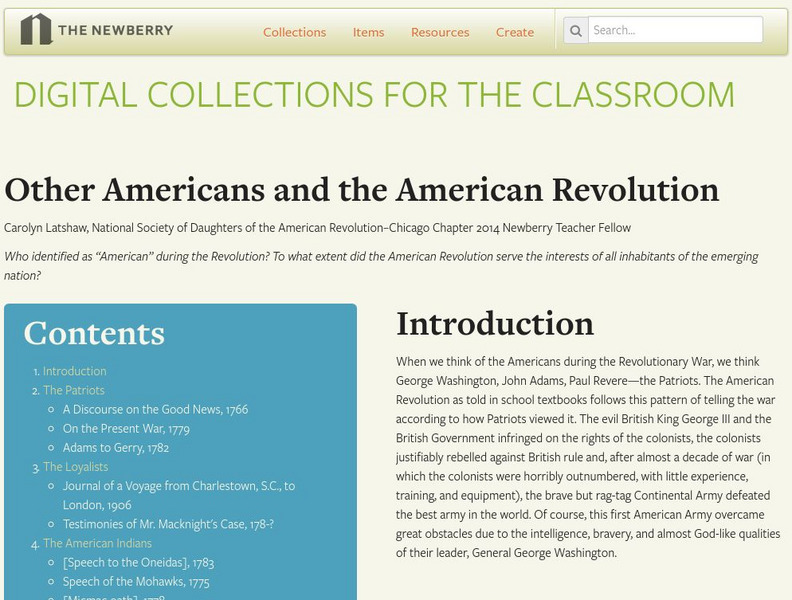 Newberry Library: Other Americans and the American Revolution Unit Plan Newberry Library: Other Americans and the American Revolution Unit Plan