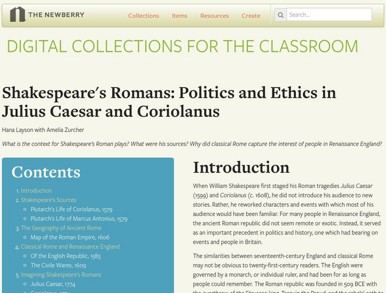 Shakespeare's Romans: Politics and Ethics in Julius Caesar and Coriolanus Unit Plan Shakespeare's Romans: Politics and Ethics in Julius Caesar and Coriolanus Unit Plan