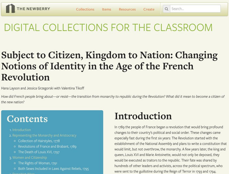 Newberry: Changing Notions of Identity in the Age of the French Revolution Unit Plan Newberry: Changing Notions of Identity in the Age of the French Revolution Unit Plan