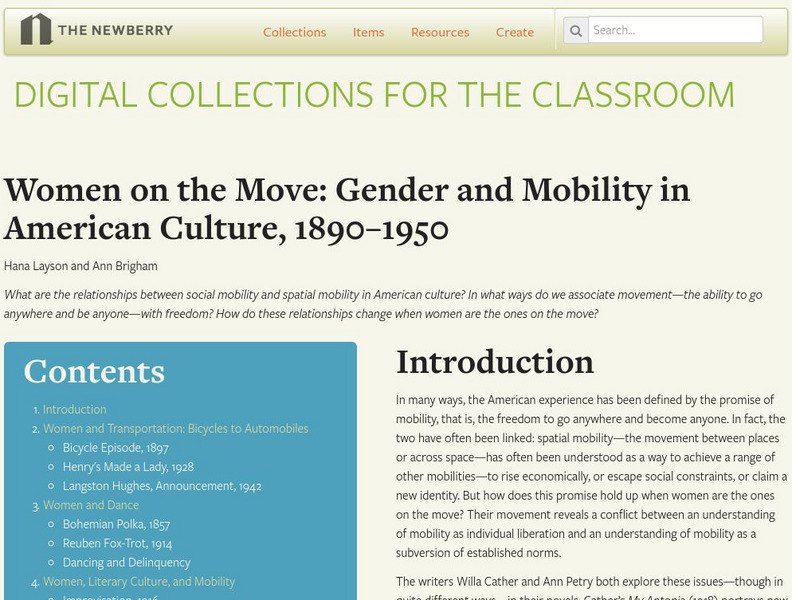 Women on the Move: Gender and Mobility in American Culture, 1890 to 1950 Website Women on the Move: Gender and Mobility in American Culture, 1890 to 1950 Website