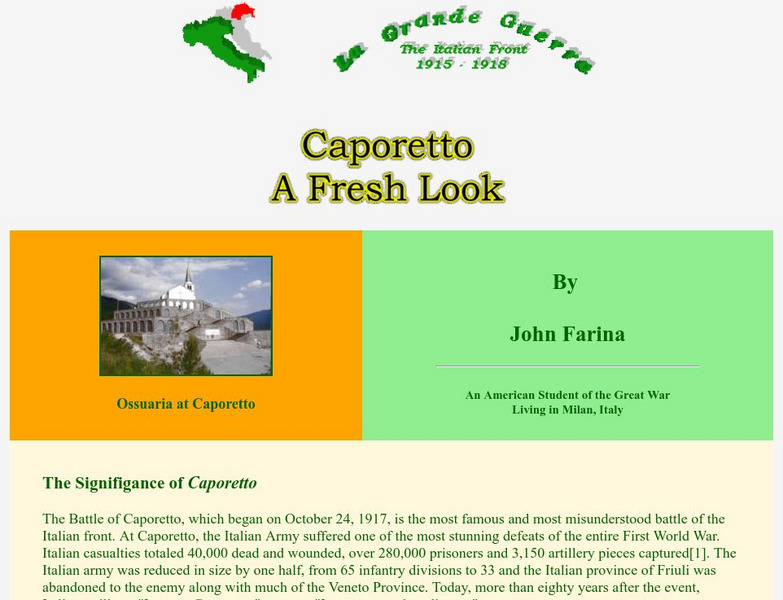 Worldwar1.com: Great War Society: La Grande Guerra: Caporetto a Fresh Look Article