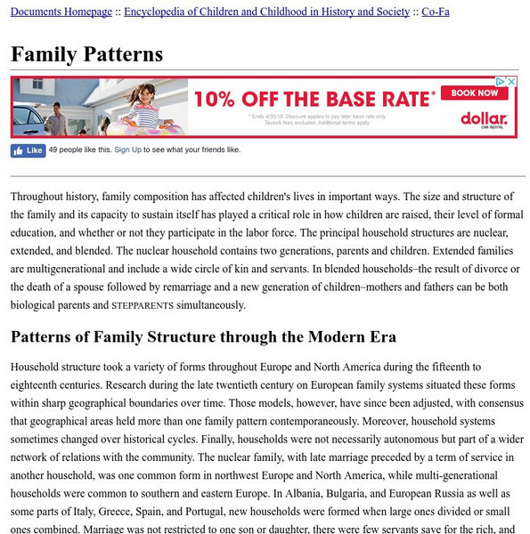 Faq Archives: Encyclopedia of Children and Childhood in History and Society: Family Patterns Handout Faq Archives: Encyclopedia of Children and Childhood in History and Society: Family Patterns Handout