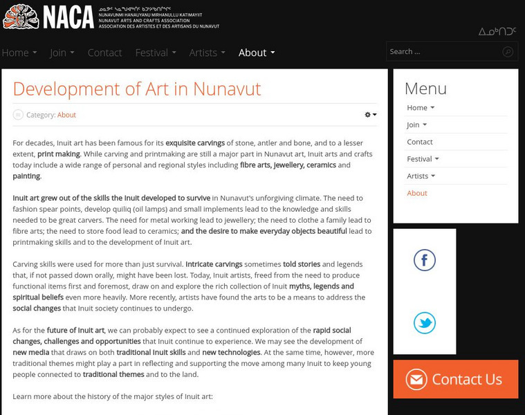 The Nunavut Art World: Development of Art in Nunavut Website The Nunavut Art World: Development of Art in Nunavut Website