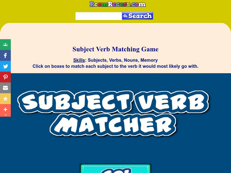 Room Recess: Subject Verb Matcher Interactive Room Recess: Subject Verb Matcher Interactive