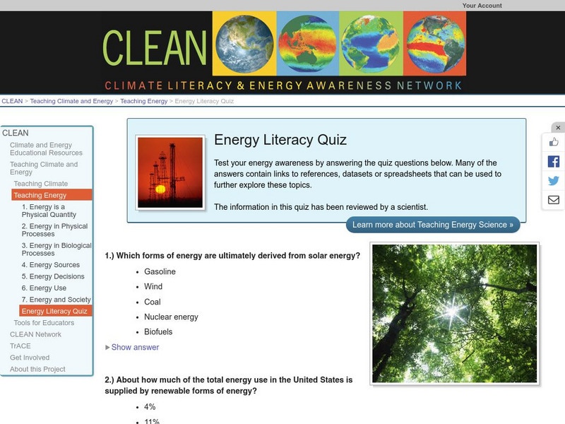 Clean: Climate Literacy & Energy Awareness Network: Quiz Unknown Type