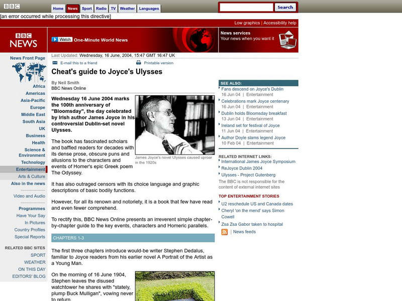 Bbc News: Cheat's Guide to Joyce's Ulysses Website Bbc News: Cheat's Guide to Joyce's Ulysses Website