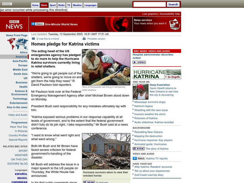 Bbc: Homes Pledge for Katrina Victims Handout Bbc: Homes Pledge for Katrina Victims Handout