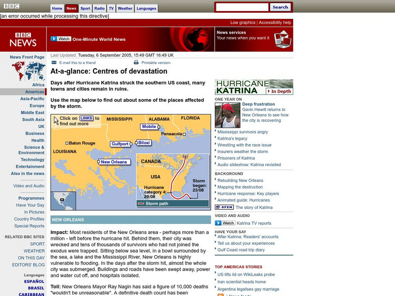 Bbc: At a Glance: Centres of Devastation Handout Bbc: At a Glance: Centres of Devastation Handout