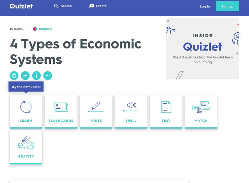 Quizlet: 4 Types of Economic Systems Interactive Quizlet: 4 Types of Economic Systems Interactive