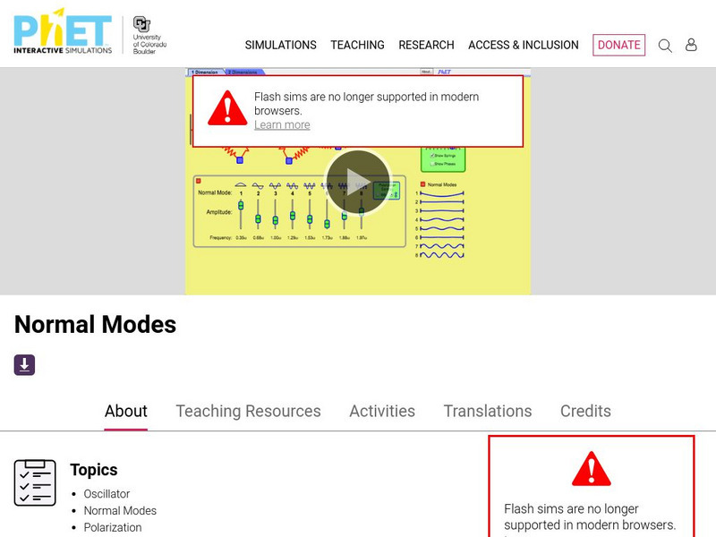 University of Colorado: Ph Et Interactive Simulations: Normal Modes Activity University of Colorado: Ph Et Interactive Simulations: Normal Modes Activity
