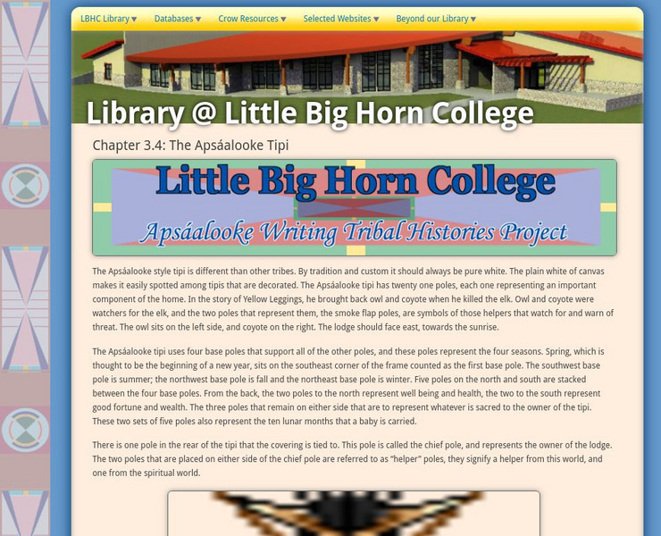 Little Big Horn College: The Apsaalooke Tipi Website Little Big Horn College: The Apsaalooke Tipi Website