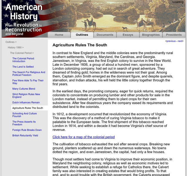American History: Outlines: Agriculture Rules the South Website American History: Outlines: Agriculture Rules the South Website