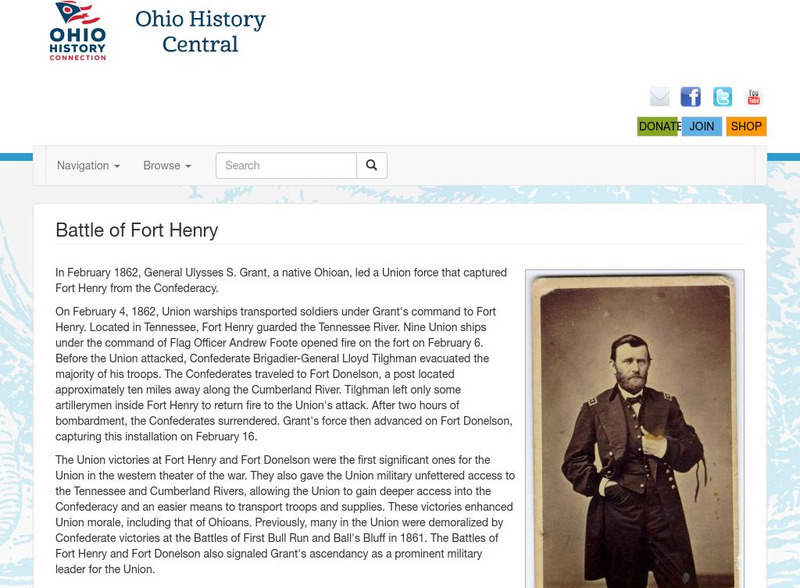 Ohio History Central: Battle of Fort Henry Handout Ohio History Central: Battle of Fort Henry Handout
