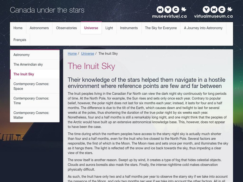 Vmc: The Inuits the Sky of the First Inhabitants Unit Plan Vmc: The Inuits the Sky of the First Inhabitants Unit Plan