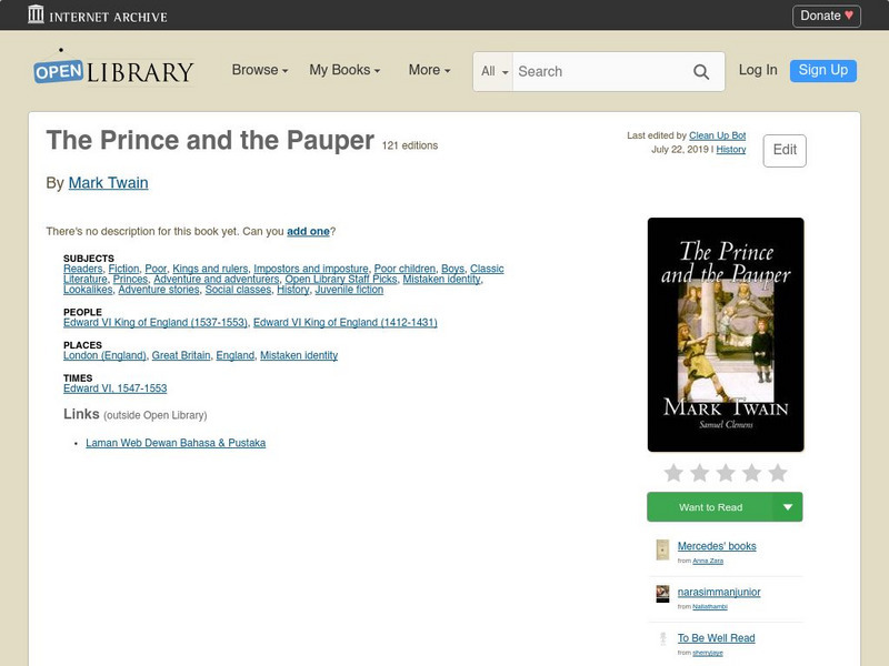 Open Library: Prince and the Pauper: A Tale for Young People of All Ages eBook Open Library: Prince and the Pauper: A Tale for Young People of All Ages eBook