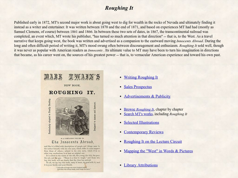 University of Virginia: Mark Twain in His Times: Roughing It Unit Plan University of Virginia: Mark Twain in His Times: Roughing It Unit Plan