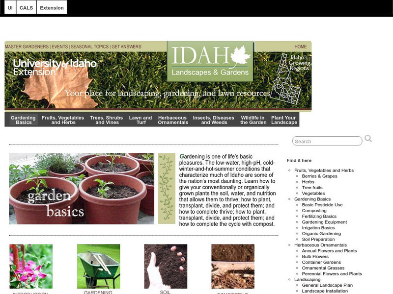 University of Idaho Extension: Idaho Landscapes & Gardens: Garden Basics Unit Plan University of Idaho Extension: Idaho Landscapes & Gardens: Garden Basics Unit Plan