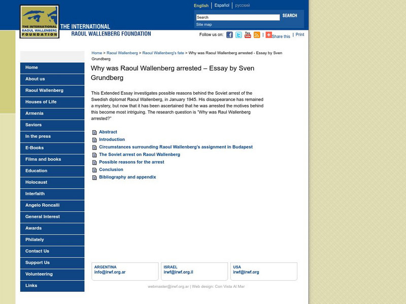 The International Raoul Wallenberg Foundation Primary The International Raoul Wallenberg Foundation Primary